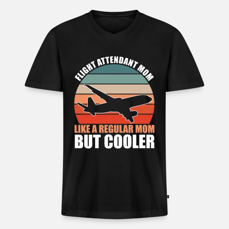 Flight Attendant Mom - Männer Premium Bio T-Shirt mit V-Ausschnitt - Schwarz