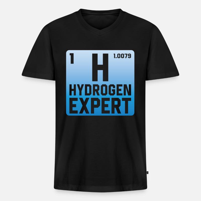 Hydrogen Expert Wasserstoff Energie Element - Männer Premium Bio T-Shirt mit V-Ausschnitt - Schwarz