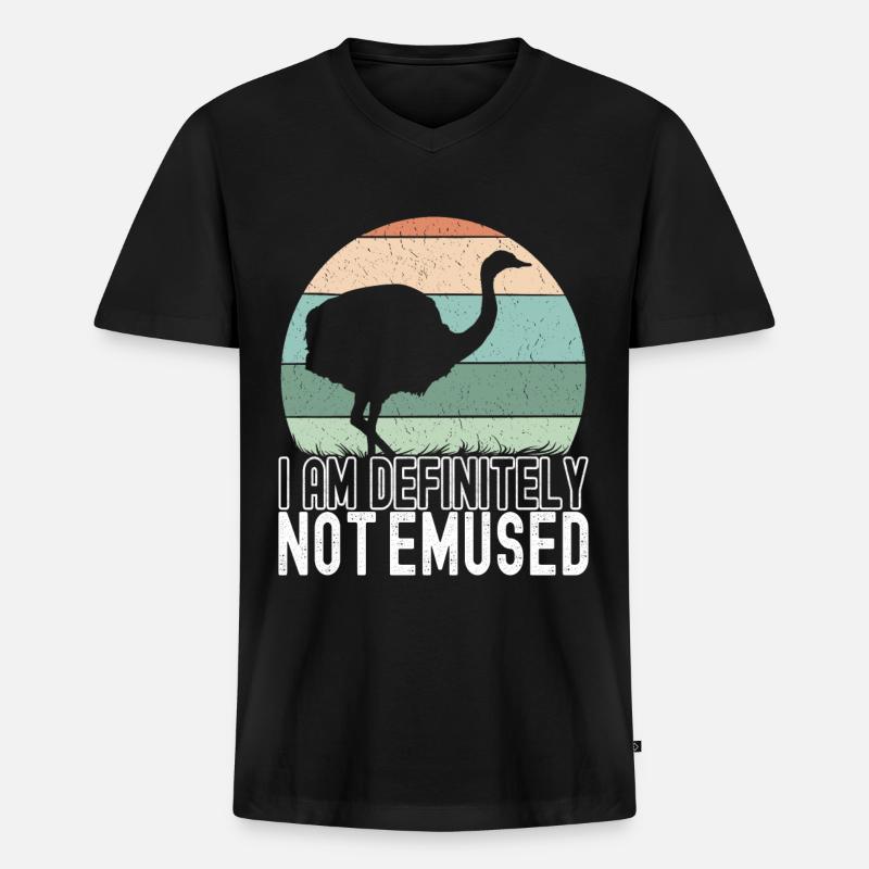 Emu Strauß - Männer Premium Bio T-Shirt mit V-Ausschnitt - Schwarz