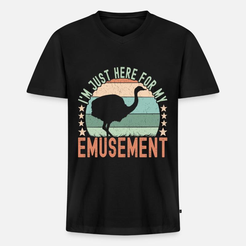 Emu Strauß - Männer Premium Bio T-Shirt mit V-Ausschnitt - Schwarz