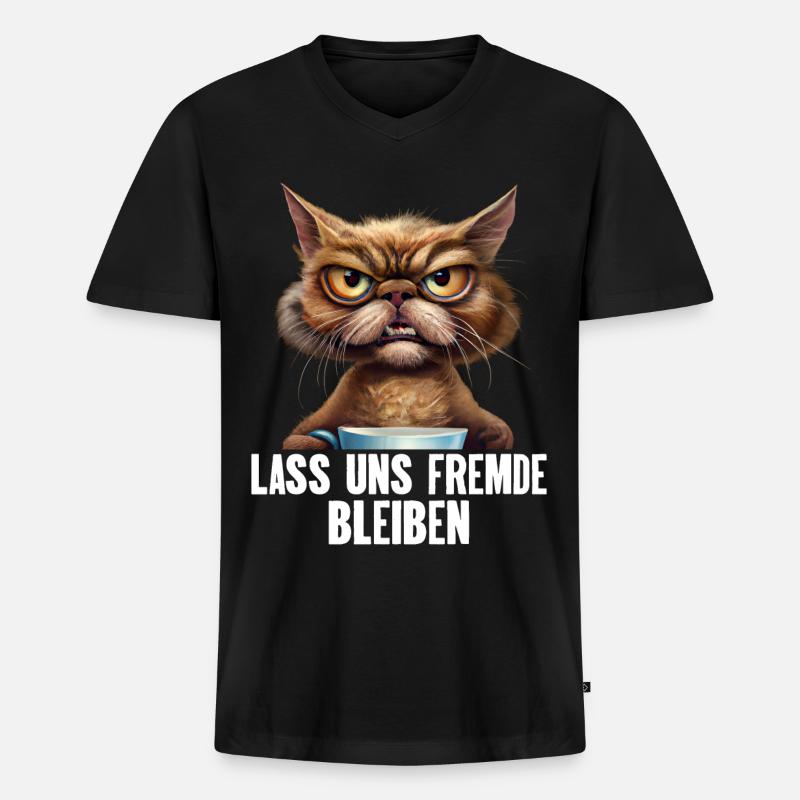 Lass Uns Fremde Bleiben - Männer Premium Bio T-Shirt mit V-Ausschnitt - Schwarz