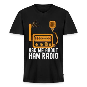 Ham Radio Ham Funker - Männer Premium Bio T-Shirt mit V-Ausschnitt - Schwarz - Vorne - Nico (187cm)