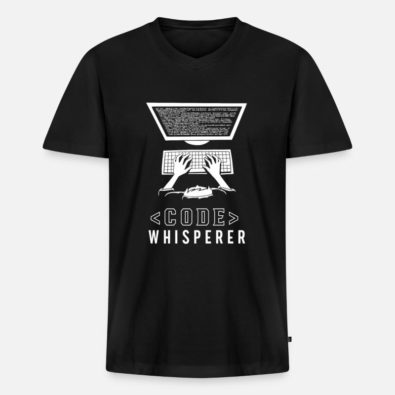 CodeWhisperer Programmeur Codeur Coder - T-shirt encolure en V Premium bio Homme - noir