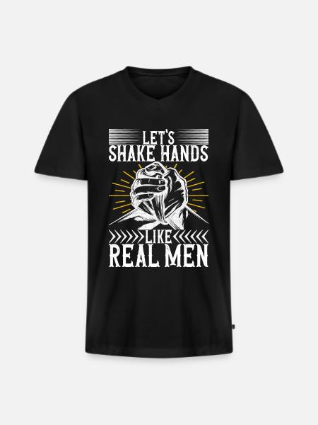 Bras de fer - T-shirt encolure en V Premium bio Homme - noir