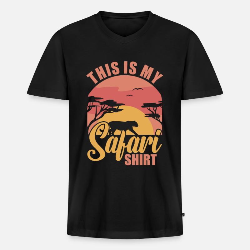 Safari - Männer Premium Bio T-Shirt mit V-Ausschnitt - Schwarz