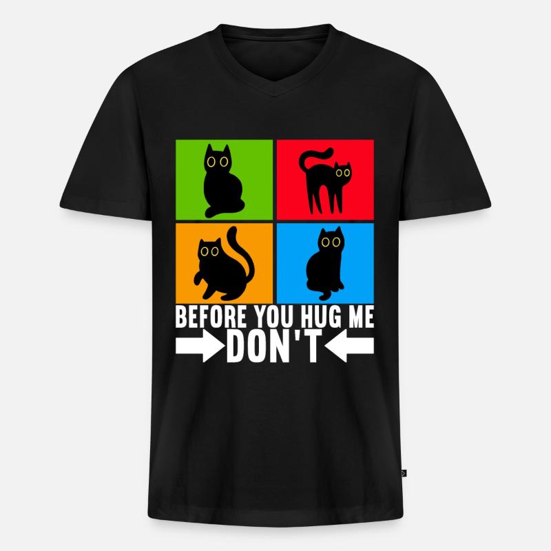 Katzen Misanthrop Sarkasmus - Männer Premium Bio T-Shirt mit V-Ausschnitt - Schwarz