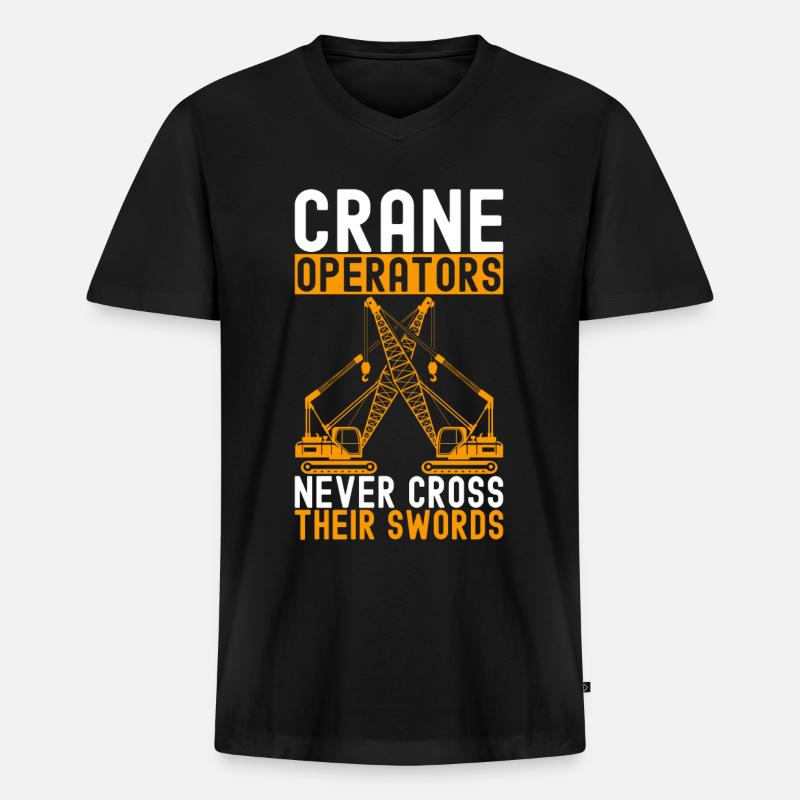 Crane operator Crane driver - Men's Premium Organic T-shirt with V-neck - black