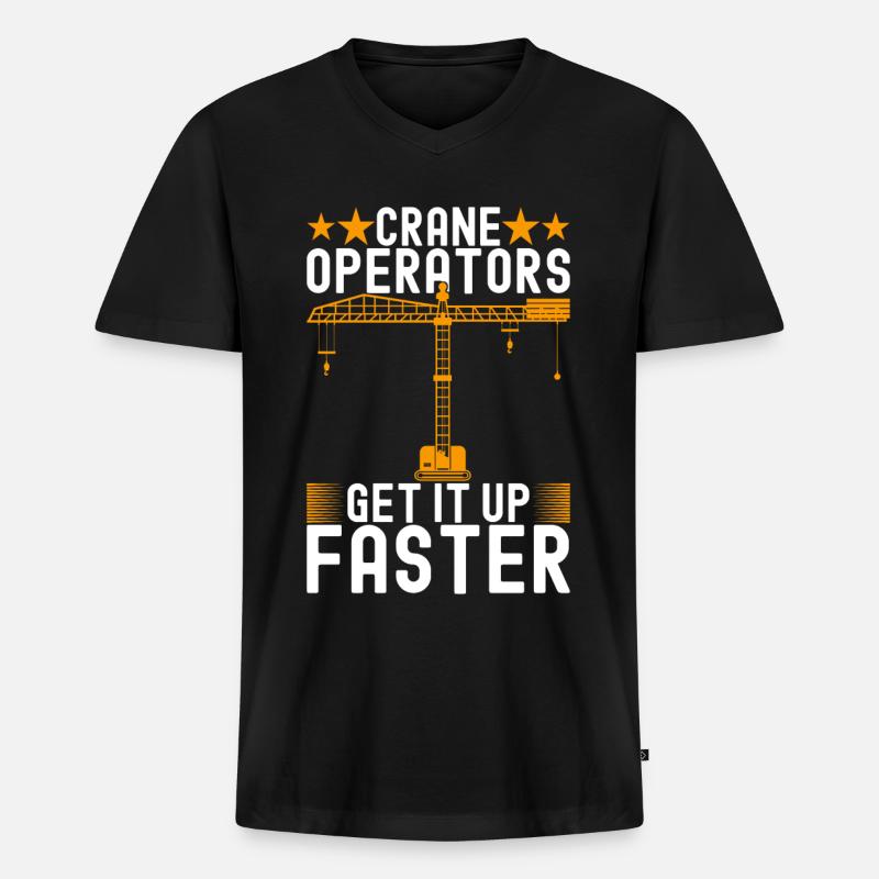 Kranführer Kranfahrer - Männer Premium Bio T-Shirt mit V-Ausschnitt - Schwarz