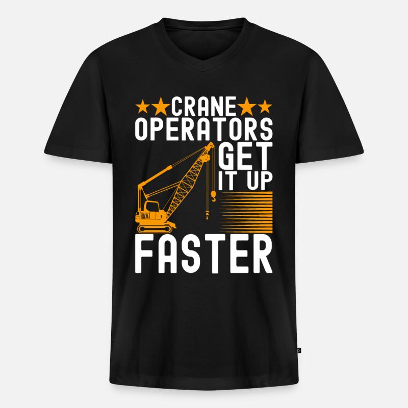 Kranführer Kranfahrer - Männer Premium Bio T-Shirt mit V-Ausschnitt - Schwarz