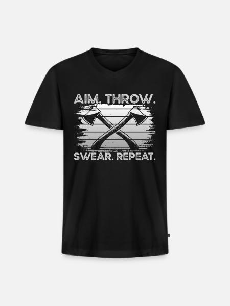 Aim Throw Swear Repeat - Men's Premium Organic T-shirt with V-neck - black