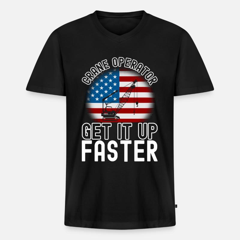 Kranführer Kranfahrer - Männer Premium Bio T-Shirt mit V-Ausschnitt - Schwarz