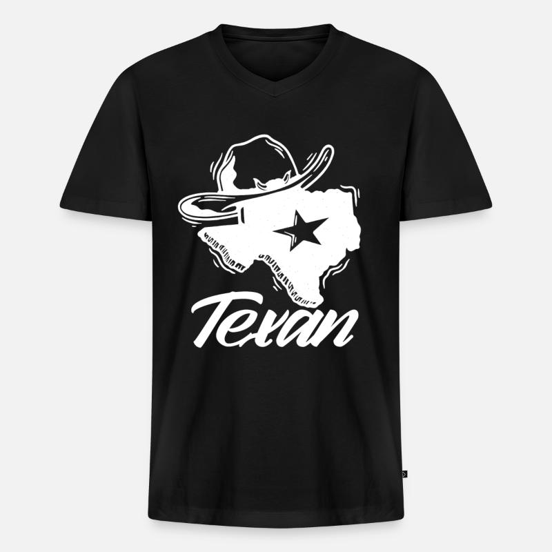 Texaner Sprüche Texanisch Texas Stolz - Männer Premium Bio T-Shirt mit V-Ausschnitt - Schwarz