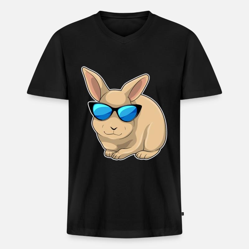 Hase Sonnenbrille - Männer Premium Bio T-Shirt mit V-Ausschnitt - Schwarz