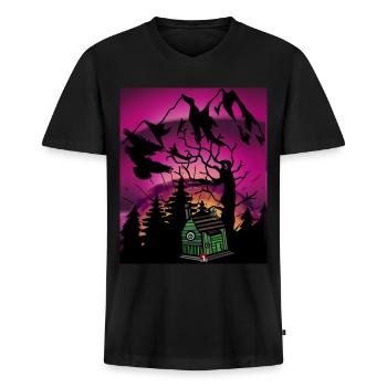 Horizont Waldbewohner Kinder Märchen Märchenfigur - Männer Premium Bio T-Shirt mit V-Ausschnitt - Schwarz - Vorne - Nico (187cm)