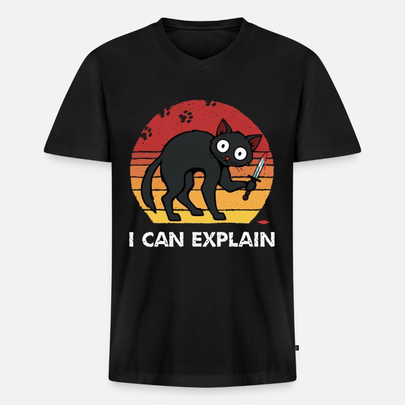 I Can Explain - Männer Premium Bio T-Shirt mit V-Ausschnitt - Schwarz