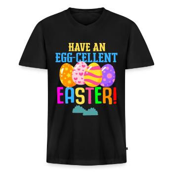 Ostern Bunte Eier färben Kaninchen Eierjagd - Männer Premium Bio T-Shirt mit V-Ausschnitt - Schwarz - Vorne - Nico (187cm)