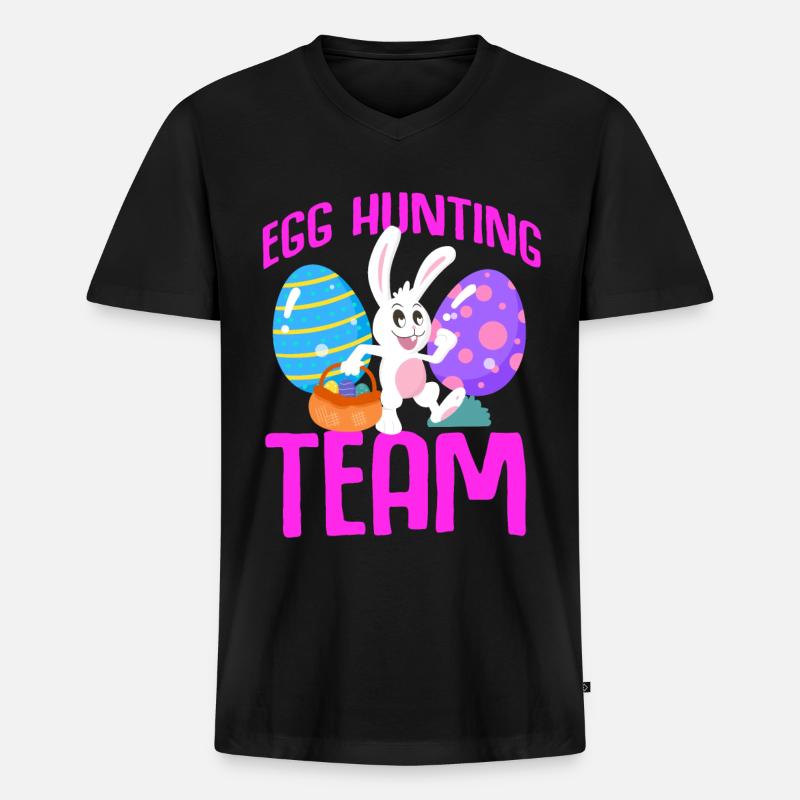 Easter Rabbit Easter Flowers Eggs - Men's Premium Organic T-shirt with V-neck - black