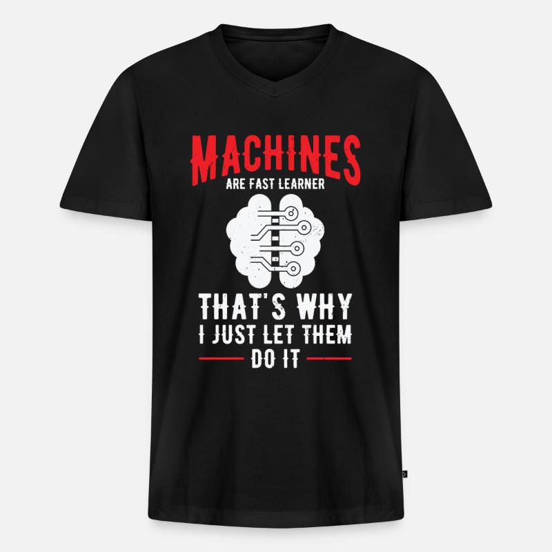Machine Learning Artificial Intelligence AI - Men's Premium Organic T-shirt with V-neck - black