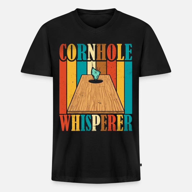 Cornhole Whisperer - Männer Premium Bio T-Shirt mit V-Ausschnitt - Schwarz