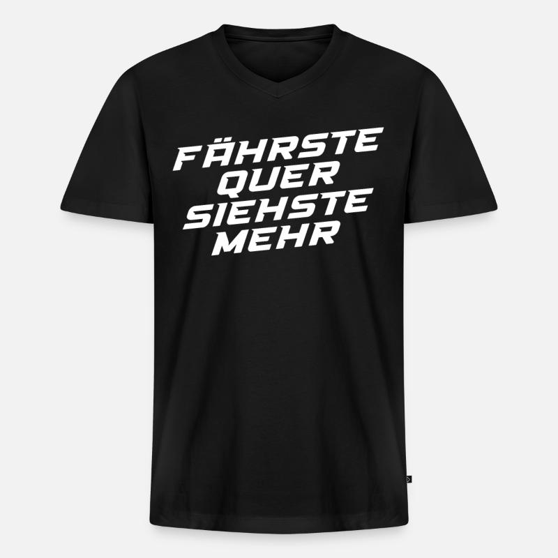 Fährste Quer Siehste Mehr - Männer Premium Bio T-Shirt mit V-Ausschnitt - Schwarz