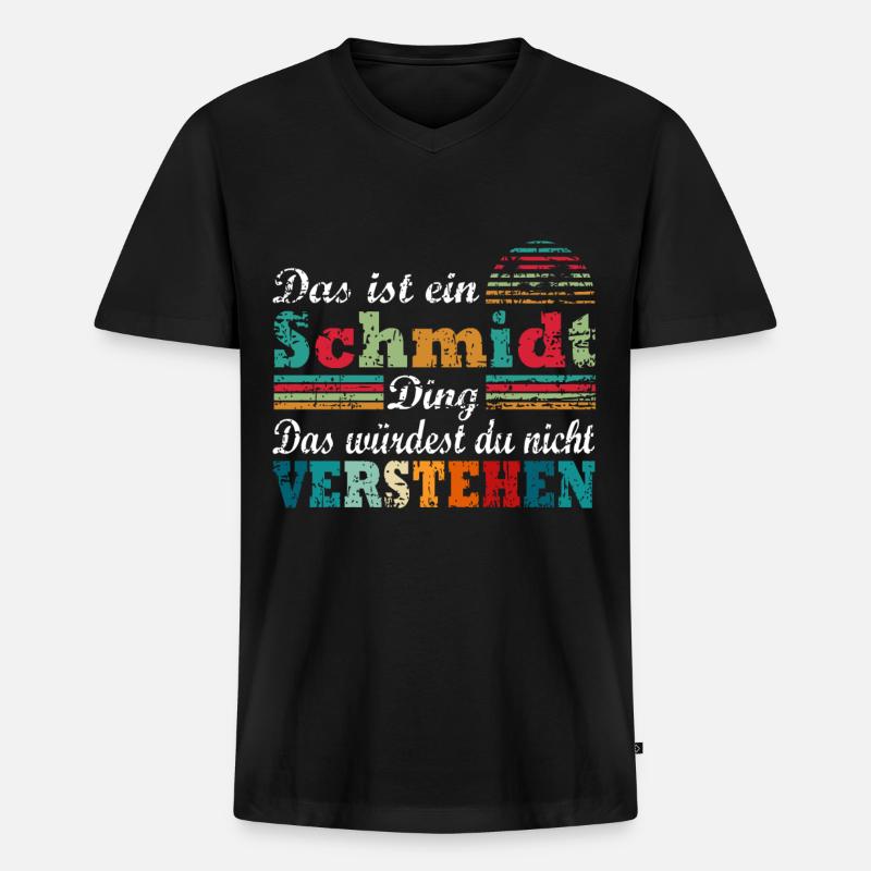 Name Schmidt - Männer Premium Bio T-Shirt mit V-Ausschnitt - Schwarz