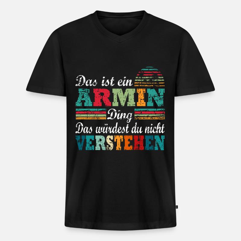 Name Armin ARMIN - Männer Premium Bio T-Shirt mit V-Ausschnitt - Schwarz