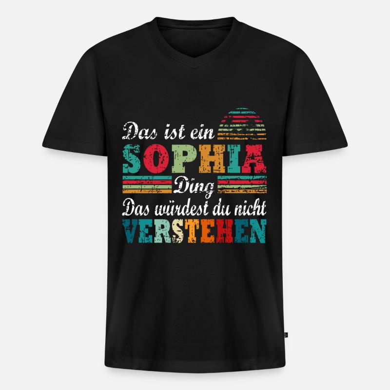 Name Sophia - Männer Premium Bio T-Shirt mit V-Ausschnitt - Schwarz