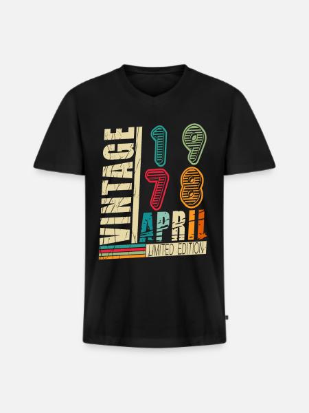 Geburtsmonat April 1978 - Männer Premium Bio T-Shirt mit V-Ausschnitt - Schwarz