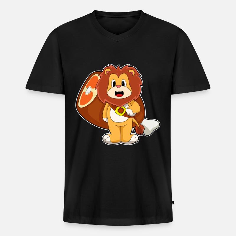 Löwe Fleisch - Männer Premium Bio T-Shirt mit V-Ausschnitt - Schwarz