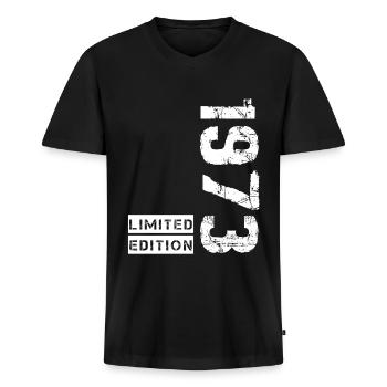 Anniversaire 50 Ans - Cadeau Humoristique 1973 - T-shirt encolure en V Premium bio Homme - noir - Devant - Nico (187cm)