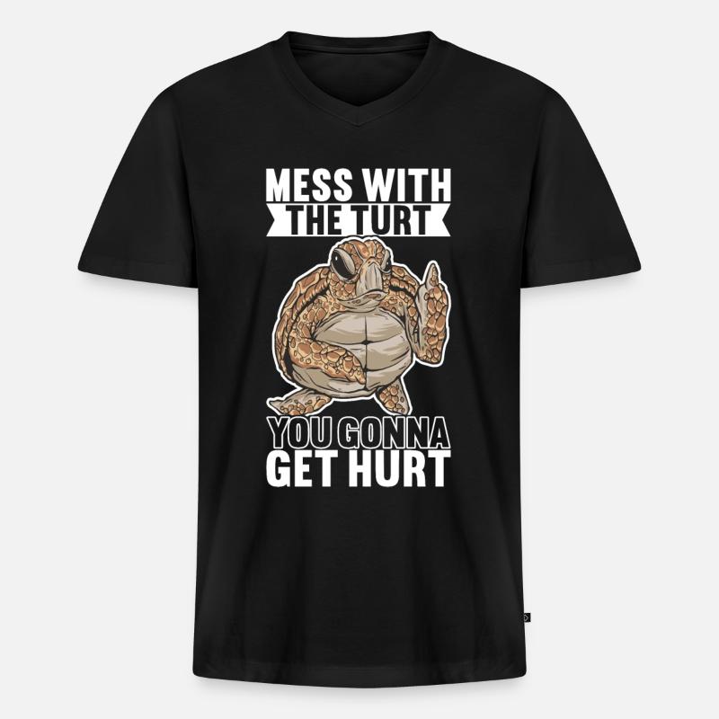 Angry Turtle - Männer Premium Bio T-Shirt mit V-Ausschnitt - Schwarz