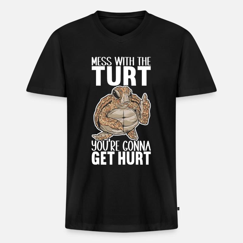 Angry Turtle - Männer Premium Bio T-Shirt mit V-Ausschnitt - Schwarz