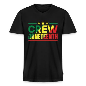 Juneteenth Team African American 1865 Black - Männer Premium Bio T-Shirt mit V-Ausschnitt - Schwarz - Vorne - Nico (187cm)