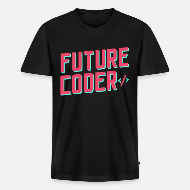 Future Coder Coding Code Programmer - Men's Premium Organic T-shirt with V-neck - black