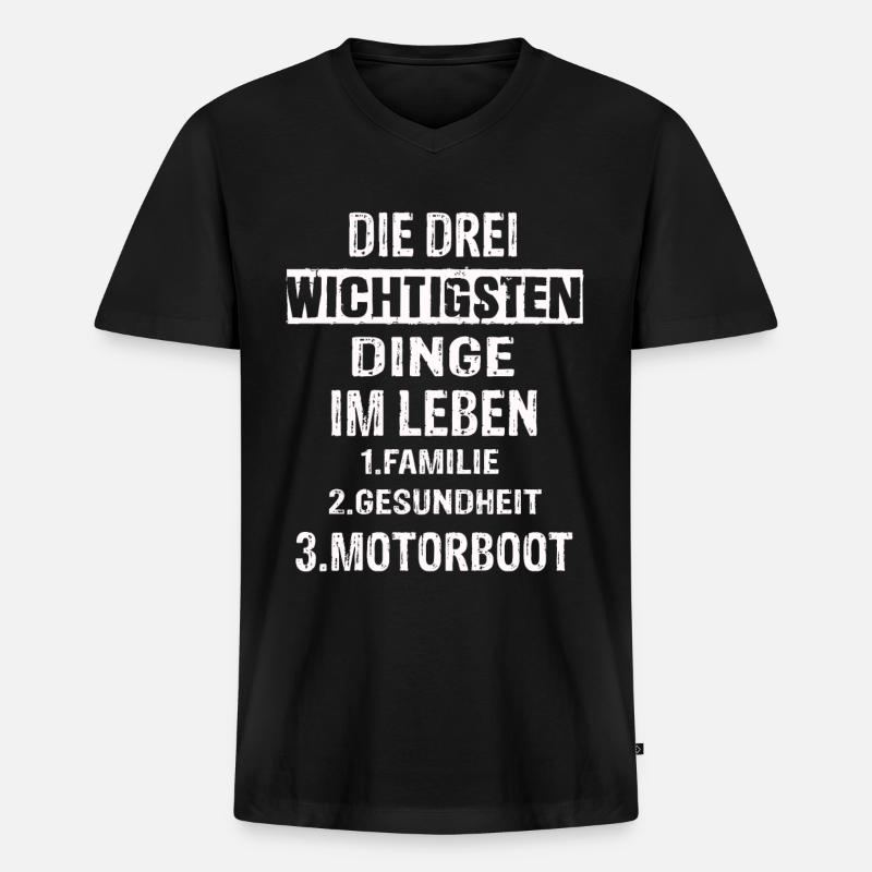 Motorboot - Männer Premium Bio T-Shirt mit V-Ausschnitt - Schwarz