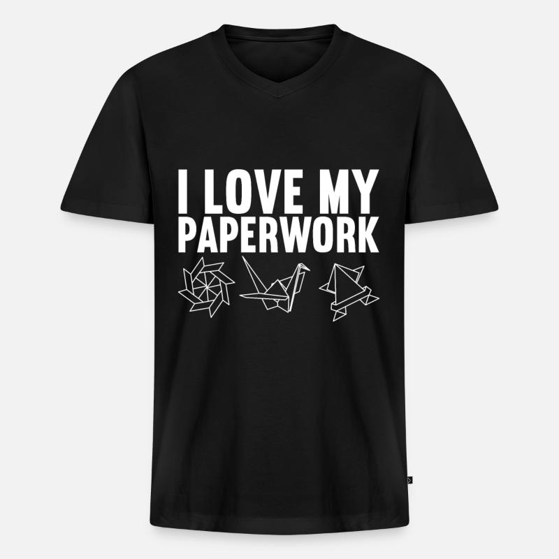 Origami - Männer Premium Bio T-Shirt mit V-Ausschnitt - Schwarz