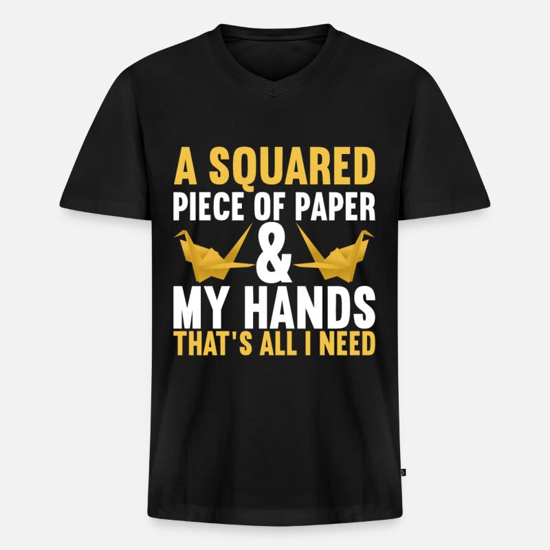 Origami - Männer Premium Bio T-Shirt mit V-Ausschnitt - Schwarz