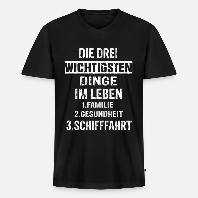 Schifffahrt - Männer Premium Bio T-Shirt mit V-Ausschnitt - Schwarz