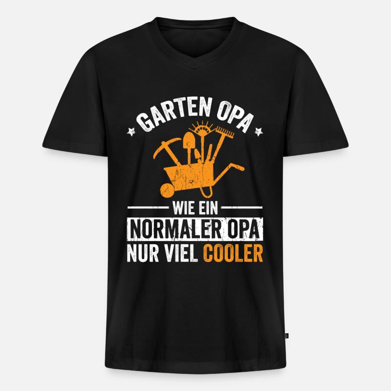 Garten Opa - Männer Premium Bio T-Shirt mit V-Ausschnitt - Schwarz