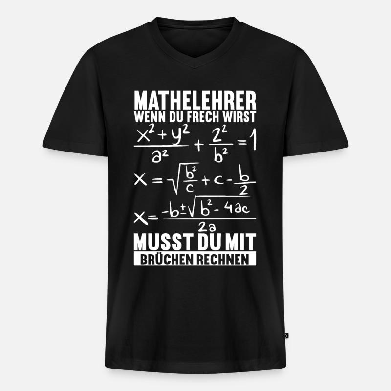Mathe Mathelehrer - Männer Premium Bio T-Shirt mit V-Ausschnitt - Schwarz