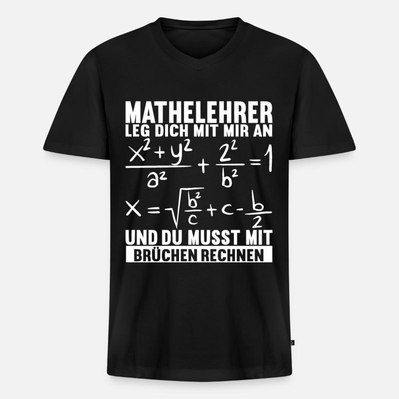 Mathe Mathelehrer - Männer Premium Bio T-Shirt mit V-Ausschnitt - Schwarz