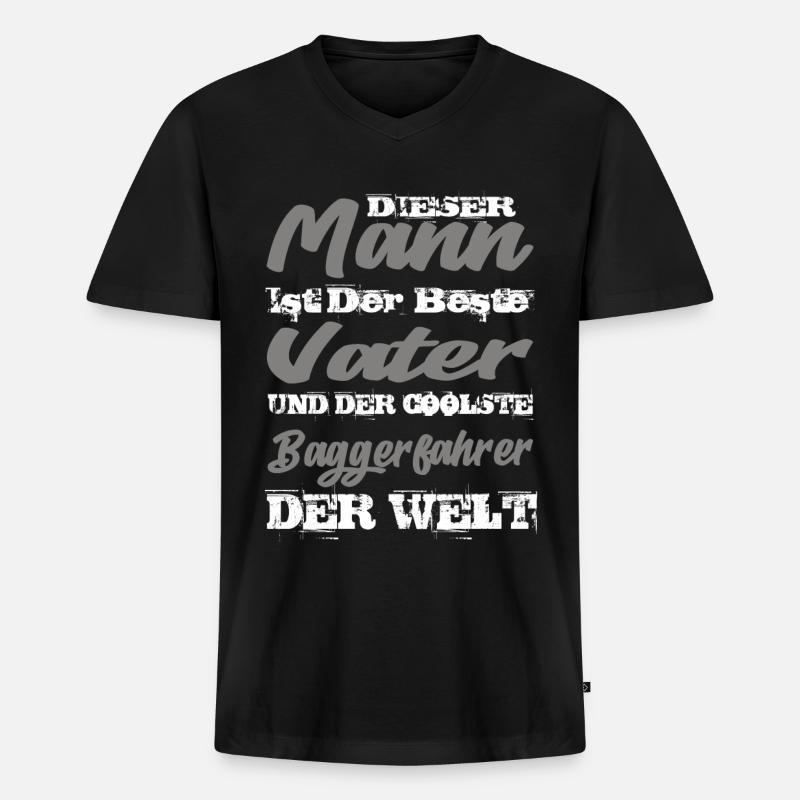 Baggerfahrer - Männer Premium Bio T-Shirt mit V-Ausschnitt - Schwarz