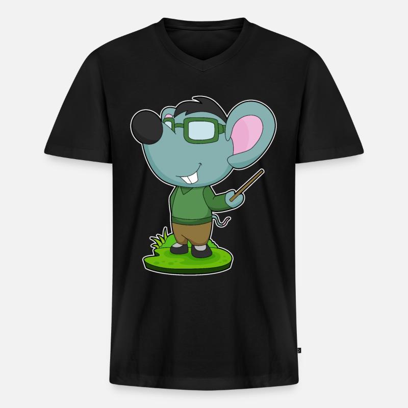 Maus Lehrer Pointer - Männer Premium Bio T-Shirt mit V-Ausschnitt - Schwarz