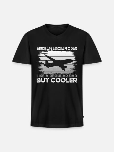 Papa mécanicien d’aéronefs - T-shirt encolure en V Premium bio Homme - noir