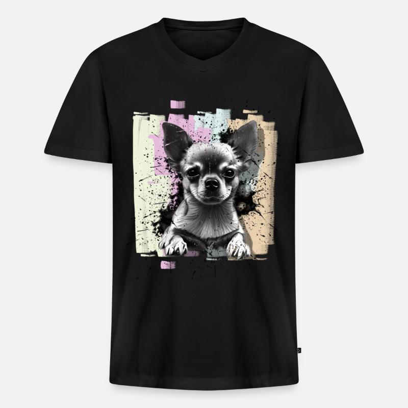Chihuahua - Männer Premium Bio T-Shirt mit V-Ausschnitt - Schwarz