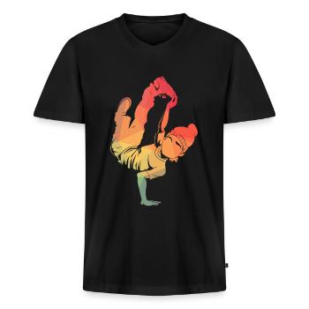 Hip Hop breakdance Danse - T-shirt encolure en V Premium bio Homme - noir - Devant - Nico (187cm)
