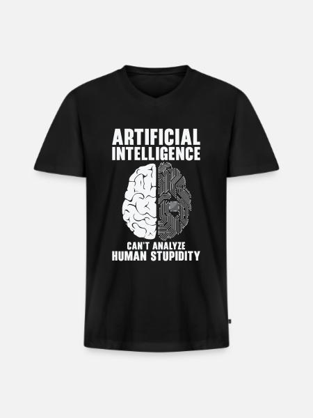 Programmeur d’intelligence artificielle Cerveau - T-shirt encolure en V Premium bio Homme - noir