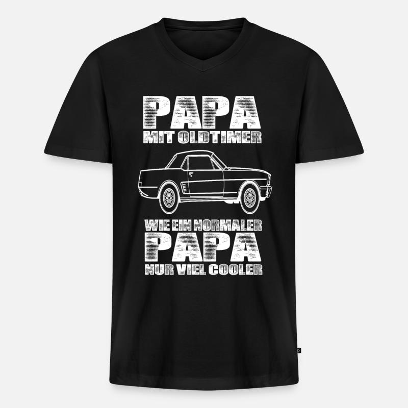 Oldtimer - Männer Premium Bio T-Shirt mit V-Ausschnitt - Schwarz