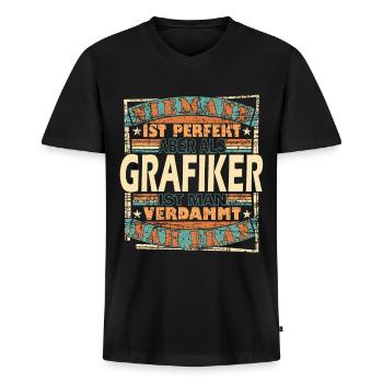 Grafik-Designer – Grafiker Mediengestalter - Männer Premium Bio T-Shirt mit V-Ausschnitt - Schwarz - Vorne - Nico (187cm)