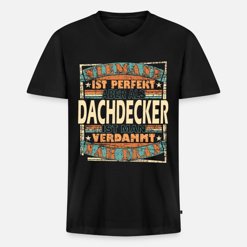 Dachdecker Dachdeckerin Dachspengler - Männer Premium Bio T-Shirt mit V-Ausschnitt - Schwarz